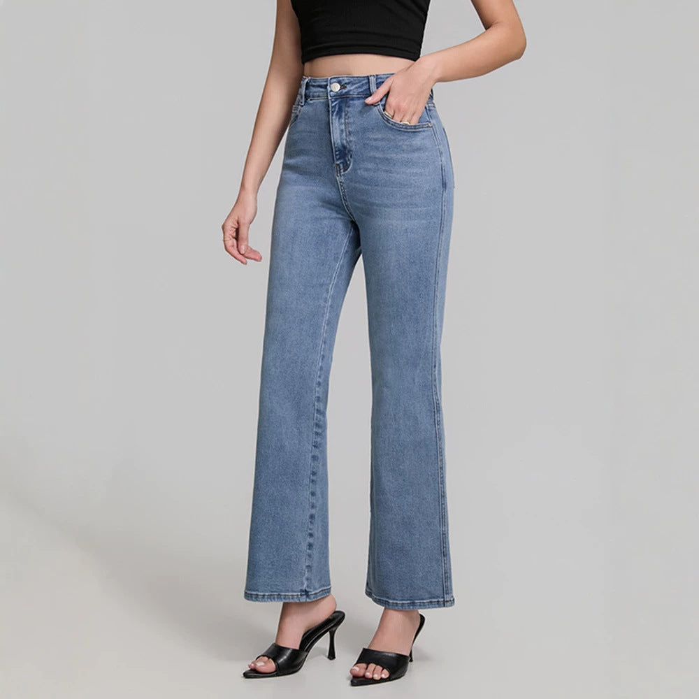 Fashionable All Match High Elastic Blue Jeans for Women Summer Slimming High Rise Women Casual Pants