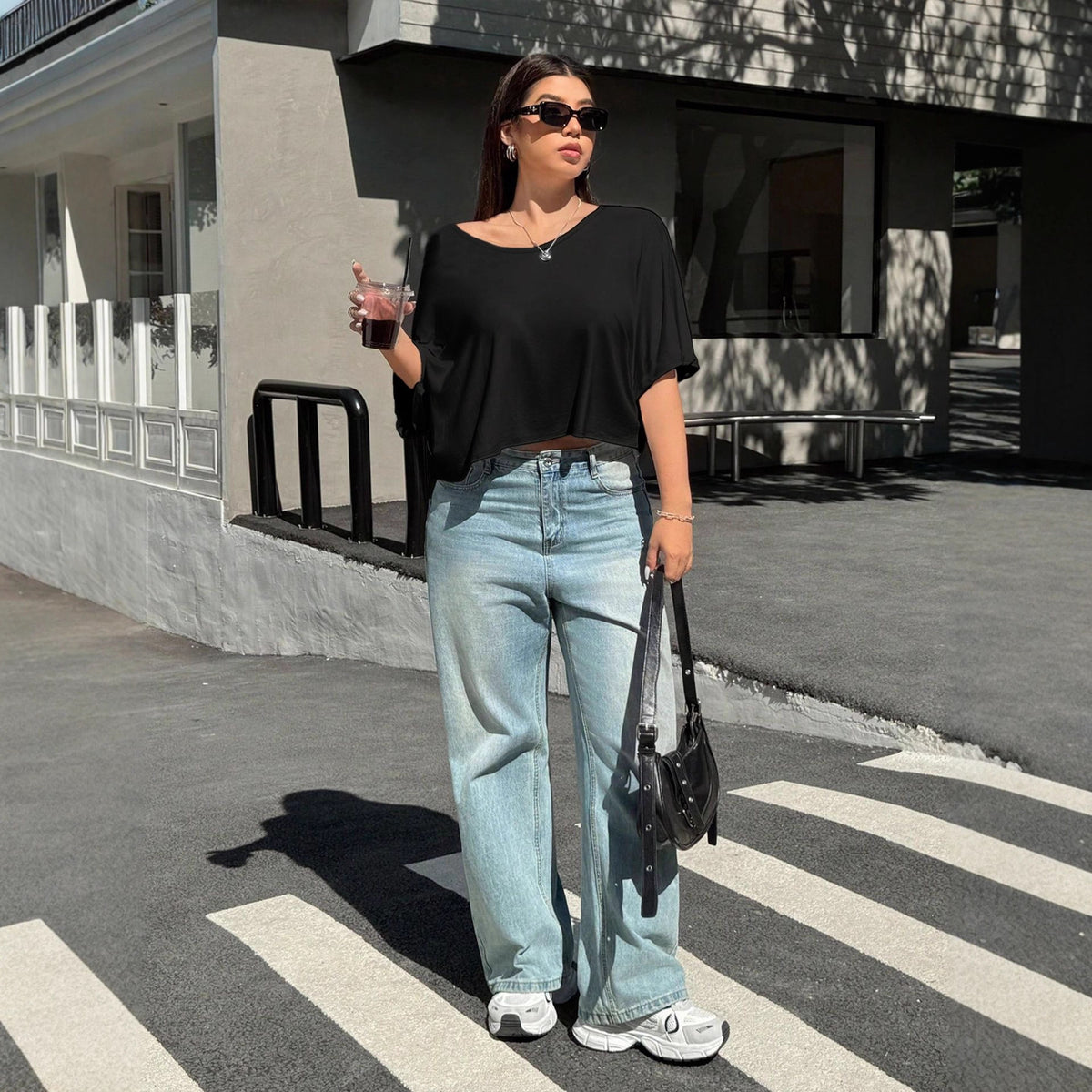 Plus Size Loose Off Shoulder Half Sleeve T shirt