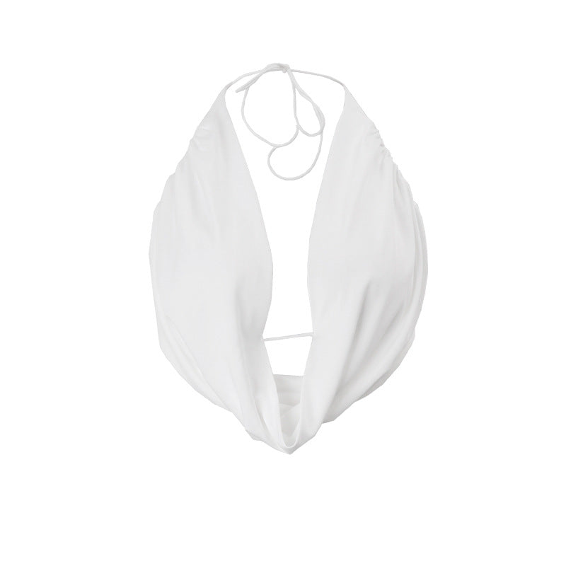 Sexy Backless Swing Collar Halter Lace up Sexy  Top