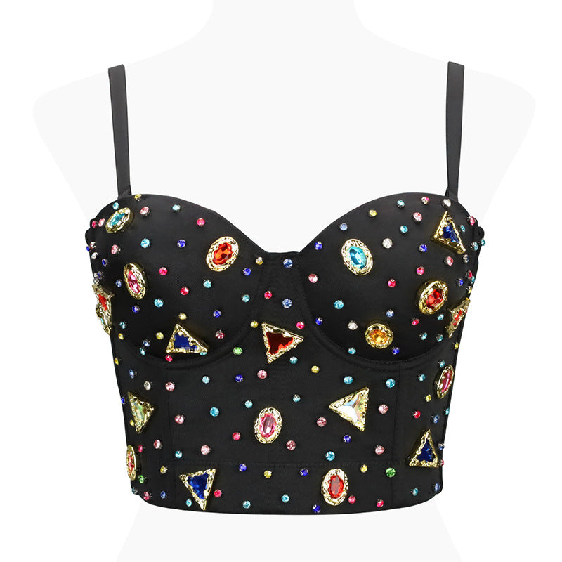 Retro Geometric Abstract Gem Multi Gems Bustier 80's