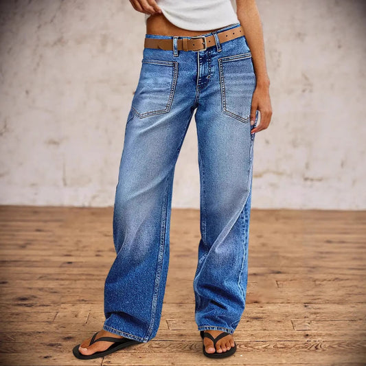 Women Stretch High Waist Straight Pants Jeans