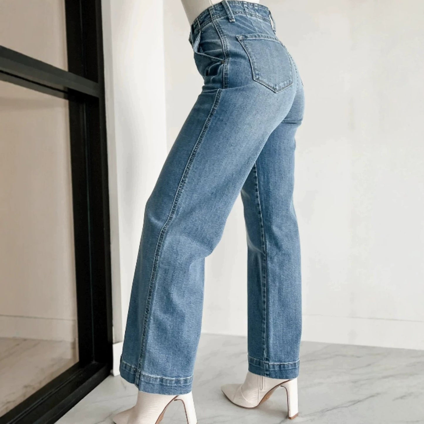 Light Wash Wide Leg Denim Retro Jeans Y2K
