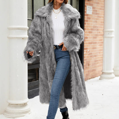 Faux Fur Women  Plush Long Coat