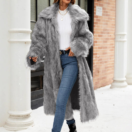 Faux Fur Women  Plush Long Coat
