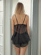 Ladies Sexy Sheer 2 Piece Cami /Short with Contrast  Embroidery Detail In Black or Wine