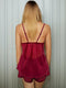 Ladies Sexy Sheer 2 Piece Cami /Short with Contrast  Embroidery Detail In Black or Wine