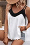 Two Tone Splicing Eyelet Textured Tank Top