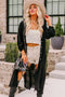 Sheer  Black 3/4 Sleeve Button Up Long Kimono