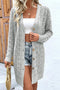 Gray Hollow Out Buttons Front Long Cardigan