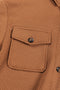 Chestnut Solid Color Textured Chest Pockets Midi Shacket