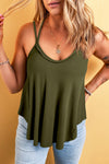 Jungle Green Exposed Seam Detail Double Straps Tank Top