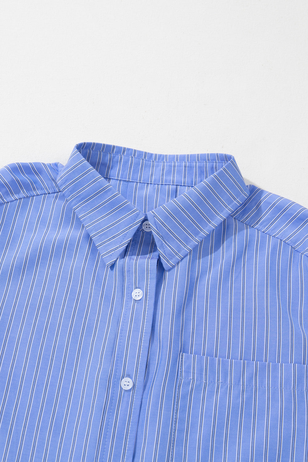 Blue Pinstripe Button Up Oversized Casual Shirt