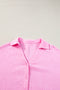 Barbie Pink  Puff Sleeve Crinkled Shirt