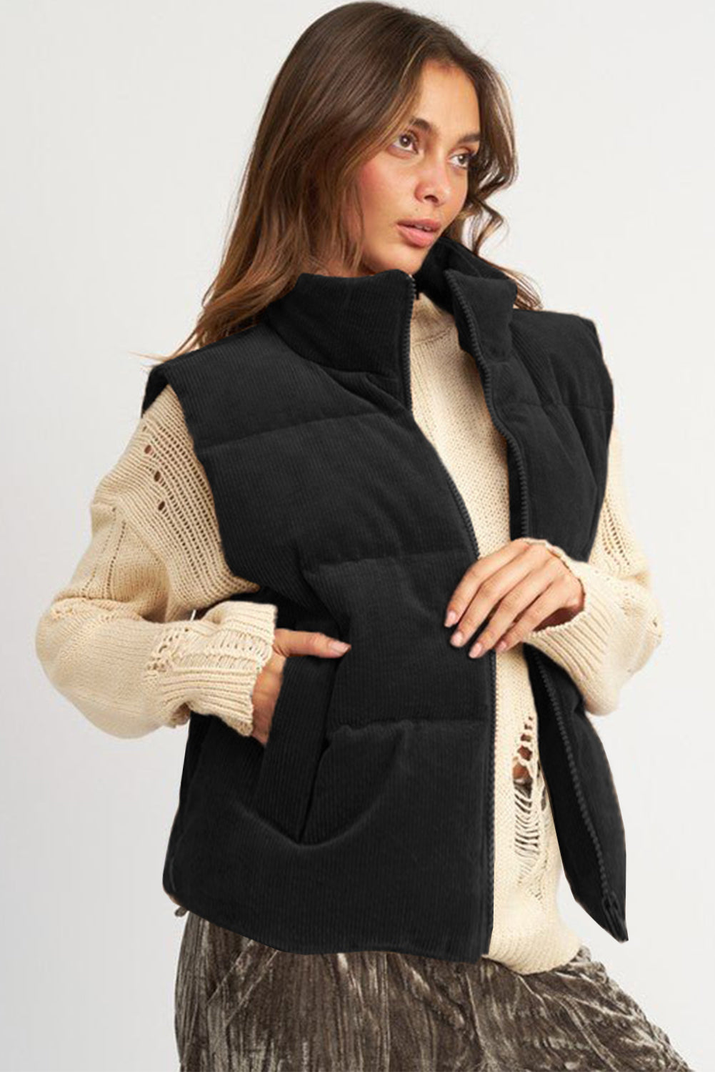 Black Fashion  Puffer Vest