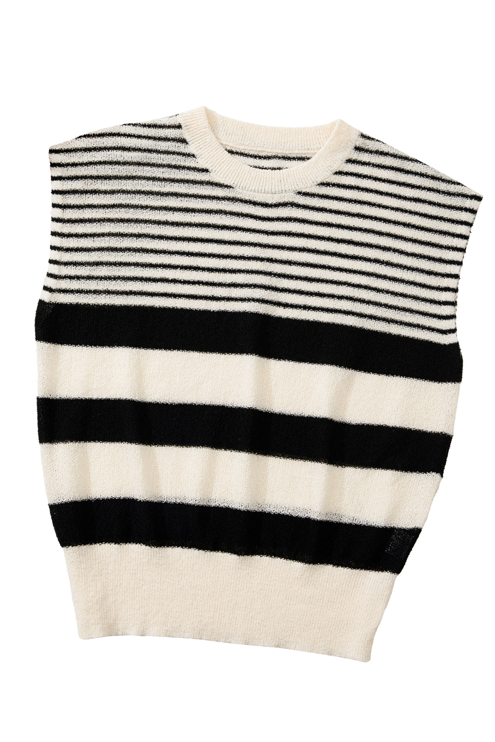 Black white Striped O Neck Sweater top