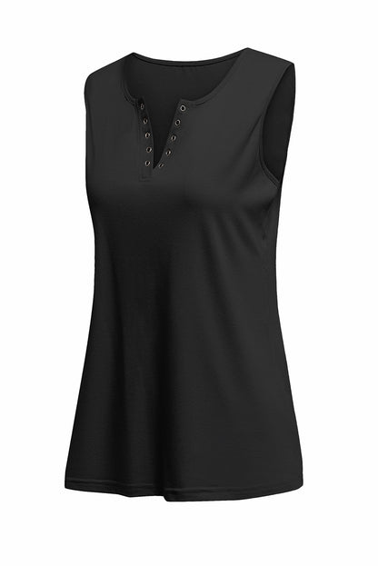 Solid Slim-fit V Neck Tank Top