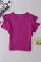 Violet Ruffled Short Sleeve Textured Knit Sweater