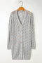 Gray Hollow Out Buttons Front Long Cardigan