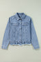 Denim Blue Ruffle Raw Hem Jacket