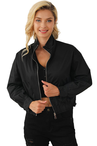 Black Solid Full Zipped Jacket