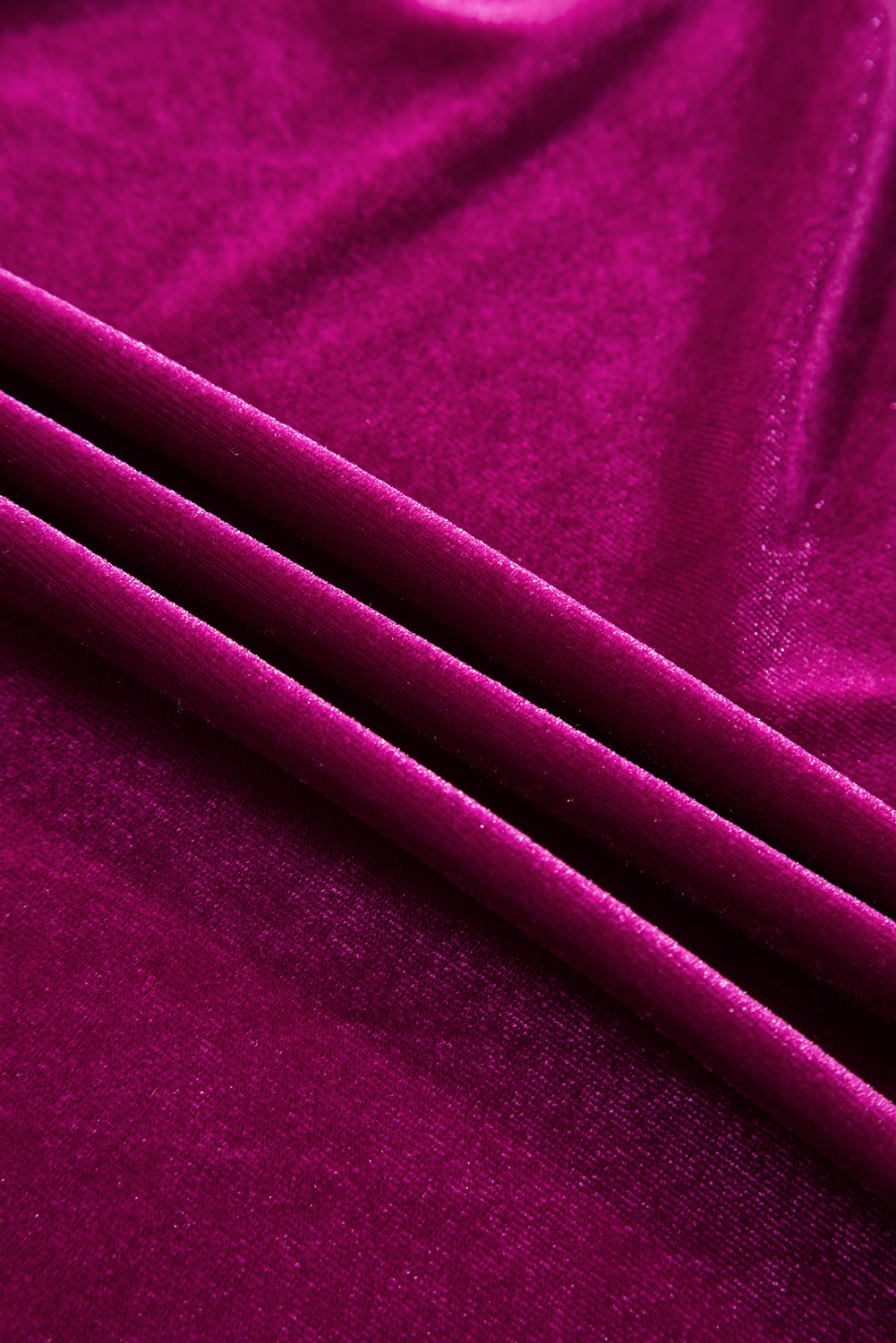 Magenta   Velvet Short Sleeve Shirred Waist Tiered Maxi Dress