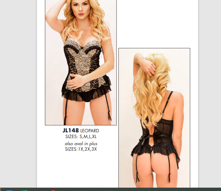Sexy Leopard Printed Corset with Back Ribbon Detail with Garters