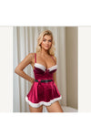 Ladies Sexy Christmas Santa Clause Red Velvet with White Fur Trim Cosplay Outfit
