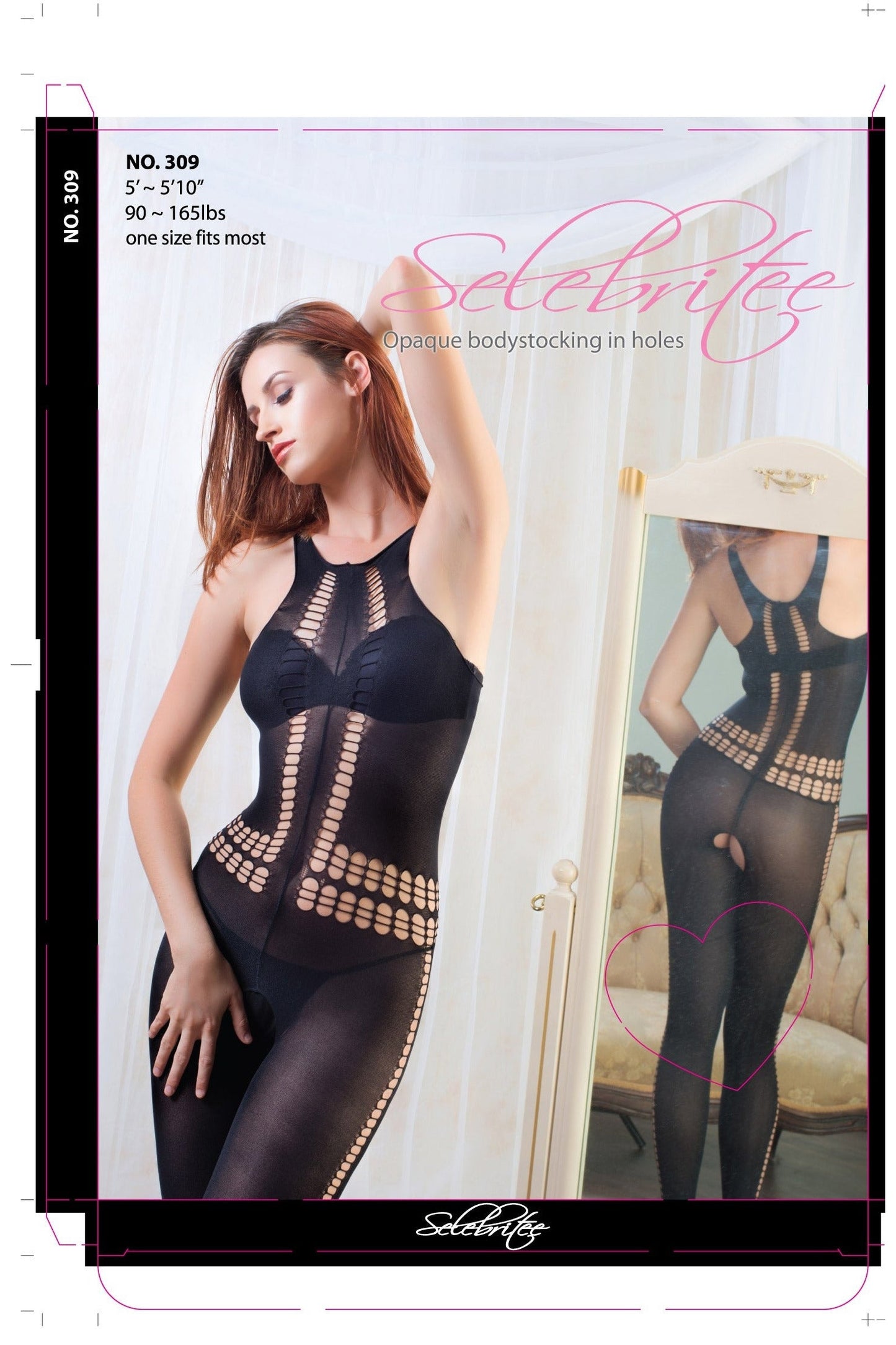 Ladies Black Sheer Body Stocking Crotchless