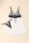Ladies White Dot Mesh with Lace Overlay Detail at Bust comes with matching thong