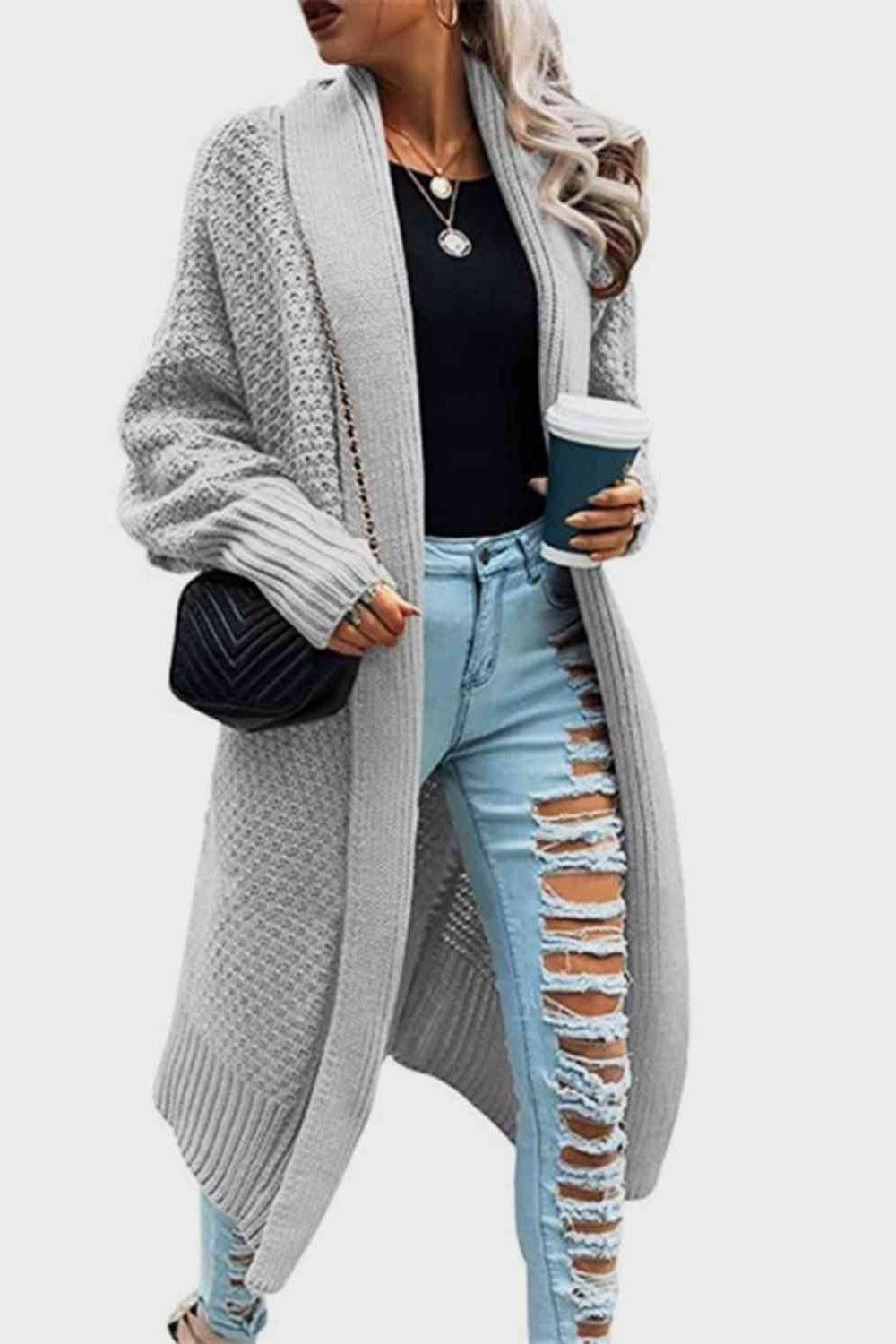 Open Front Long Sleeve Cardigan