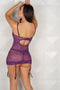 Sexy Purple  Lace Babydoll with Garters and Bow Detail