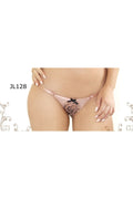 Lace Trimmed Bikini Panty with Key hole detail in Rose or Off White