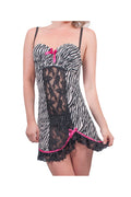 Zebra Print Babydoll With Molded Cup