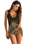 Ladies Sexy Leopard  Pea Mesh Babydoll with Low Back Detail Lace Contrast