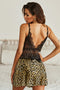 Ladies Sexy Leopard  Pea Mesh Babydoll with Low Back Detail Lace Contrast