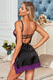 Ladies Sexy Purple Lace with Black Contrast Stretch Sateen