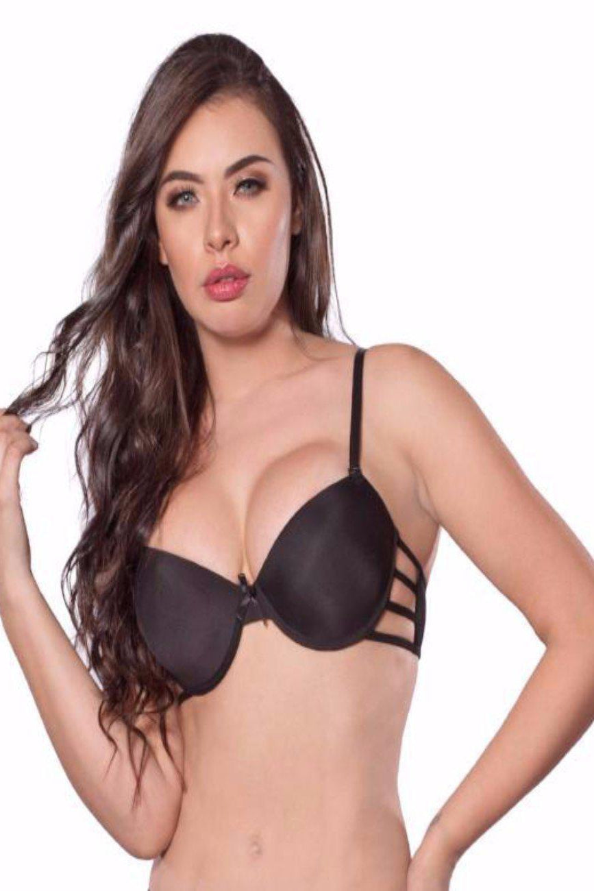 Black Underwire Cup With Side Straps Bra