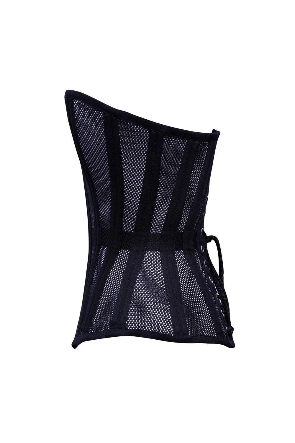 Sexy Ladies Mesh Strapless Front Zip Corset w/ Wire Boning In Black Or White Lace Back