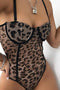 Ladies Sexy Sheer Leopard Printed Teddy