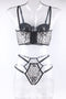 Ladies Sexy Leopard Printed Bustier and Strappy Panty Set
