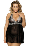 Ladies Black And White Lace Babydoll