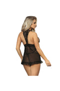 Ladies Sexy Pea Mesh Fly Away Baby Doll w/ Ruffle and T Back Lace Detail