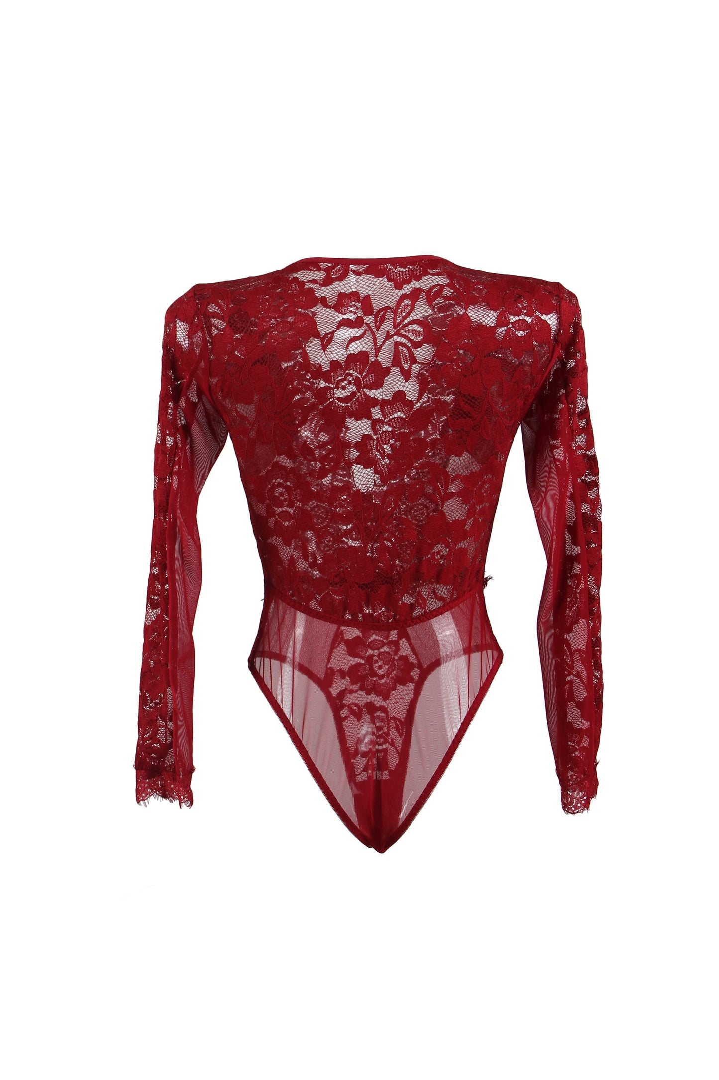 Ladies Sexy Deep Plunge Eyelash Lace  Body Suit