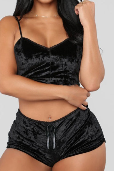 Ladies Sexy Crushed Velvet 2 pc Set