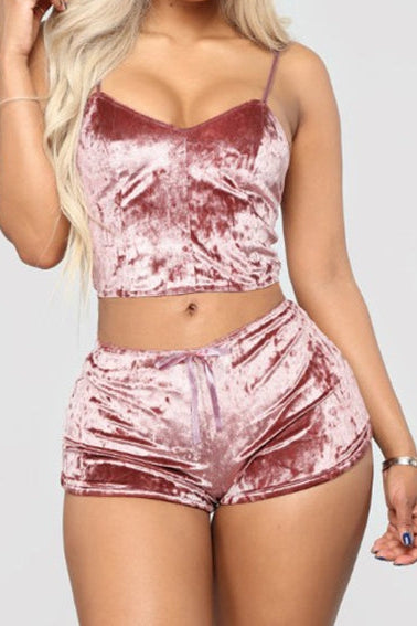 Ladies Sexy Crushed Velvet 2 pc Set