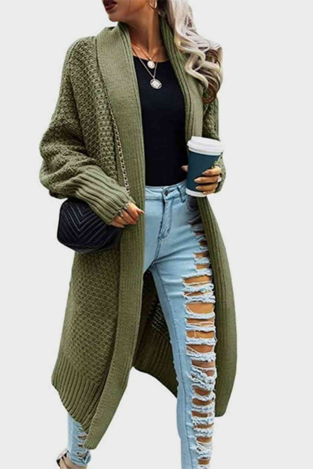 Open Front Long Sleeve Cardigan