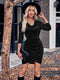 Glitter Ruched Cowl Neck Wrap Dress