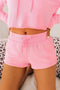 Cropped Hoodie and Drawstring High Waist Shorts Set